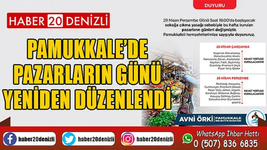 Pamukkale’de Pazarların Günü Yeniden Düzenlendi