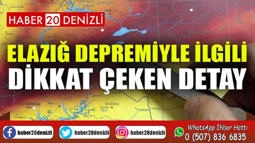 Elazığ depremiyle ilgili dikkat çeken detay