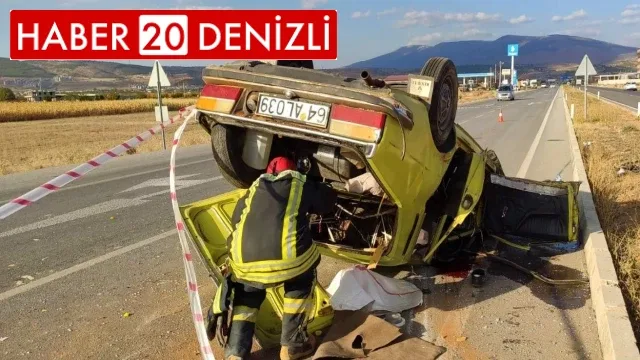 Kavşakta otomobille çarpışan araç takla attı: 2 yaralı