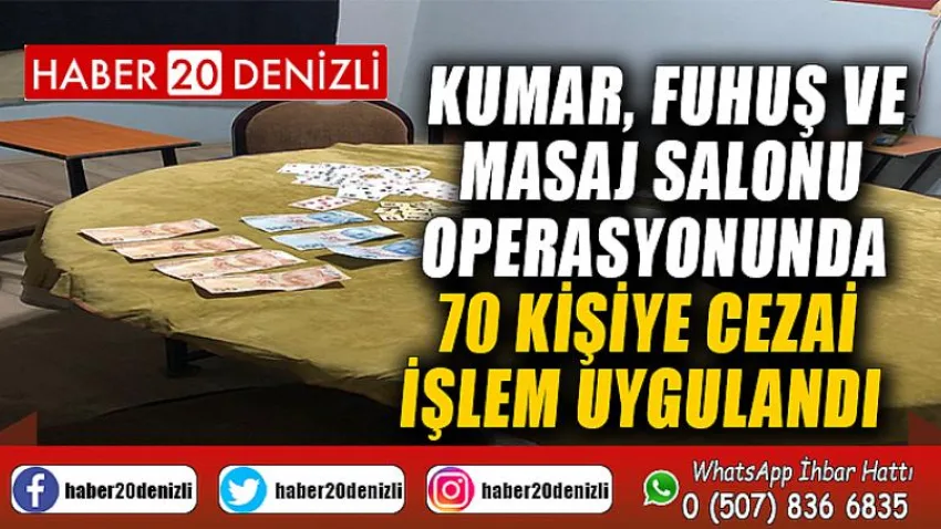 Kumar, fuhuş ve masaj salonu operasyonunda 70 kişiye cezai işlem uygulandı