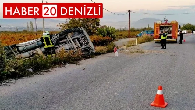 Kontrolden çıkan dolu yakıt tankeri tarlaya devrildi: 1 yaralı