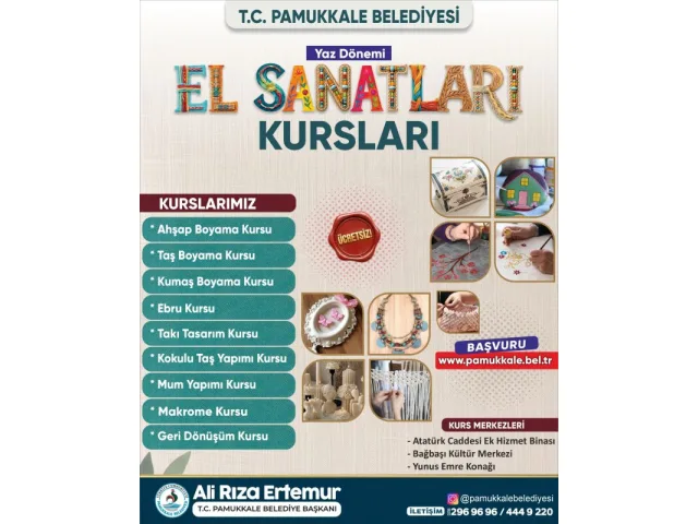 Pamukkale’de Ücretsiz El Sanatları Kurslarına Yeni Kayıtlar Başladı