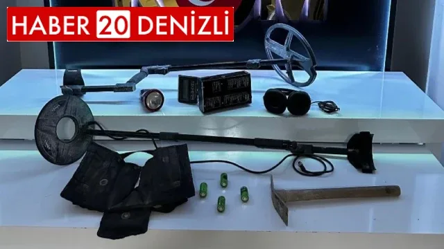 Arazide dedektörle define ararken yakalandılar
