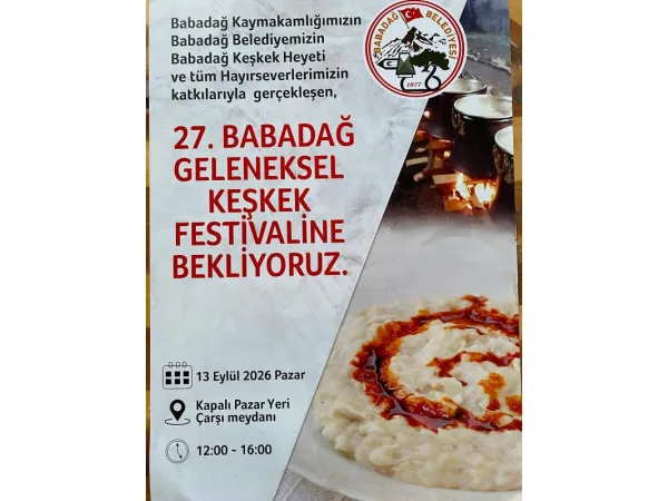 27.Babadağ Geleneksel Keşkek Festivaline Davet