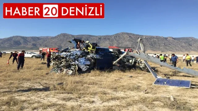 Denizli'nin Çardak ilçesi yakınlarında helikopter düştü
