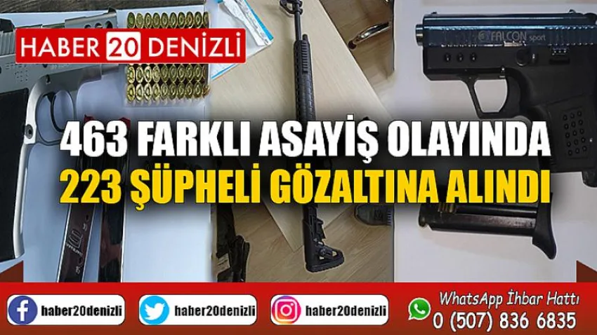 463 farklı asayiş olayında 223 şüpheli gözaltına alındı