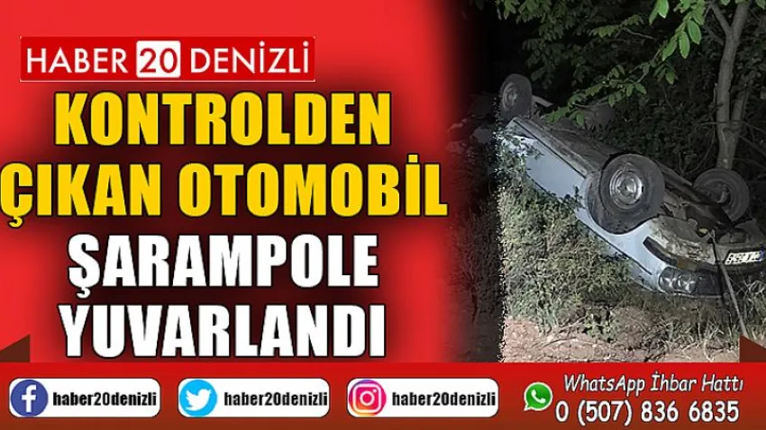 Kontrolden çıkan otomobil şarampole yuvarlandı