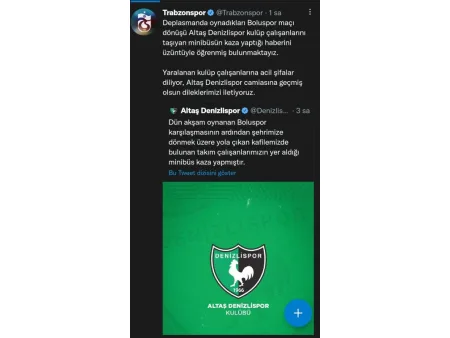 Spor camiasından Denizlispor’a geçmiş olsun mesajı