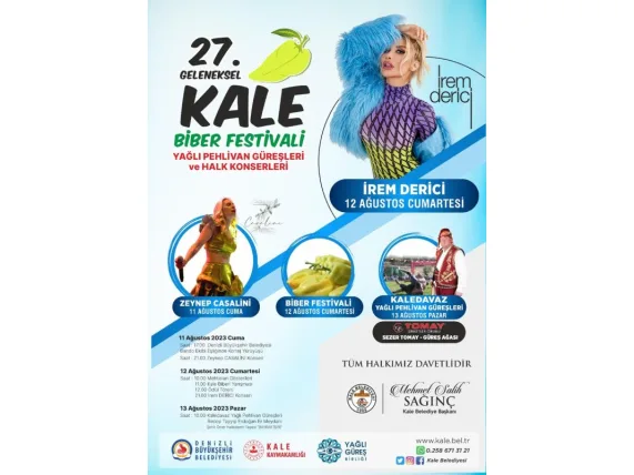 27. Geleneksel KALE Biber Festivali, KALEDAVAZ Yağlı Pehlivan Güreşleri ve Halk Konserlerine Davet