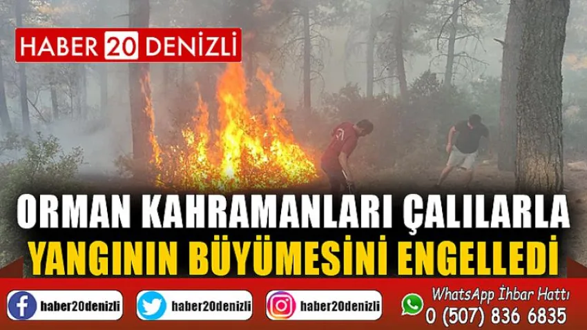 Orman kahramanları çalılarla yangının büyümesini engelledi