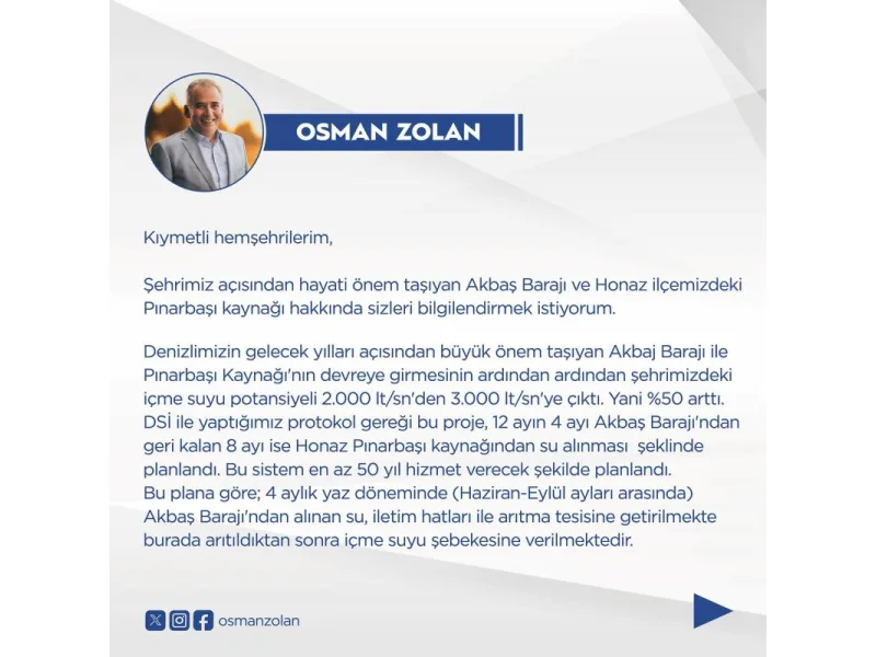 Eski başkan Zolan Akbaş Barajı hakkında açıklama: "Denizli'nin 50 yıl su sorunu yoktur"